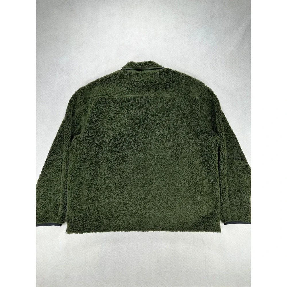 Banana Republic Mens XL Olive Green Sherpa Fleece Mixed Media Full Zip Jacket